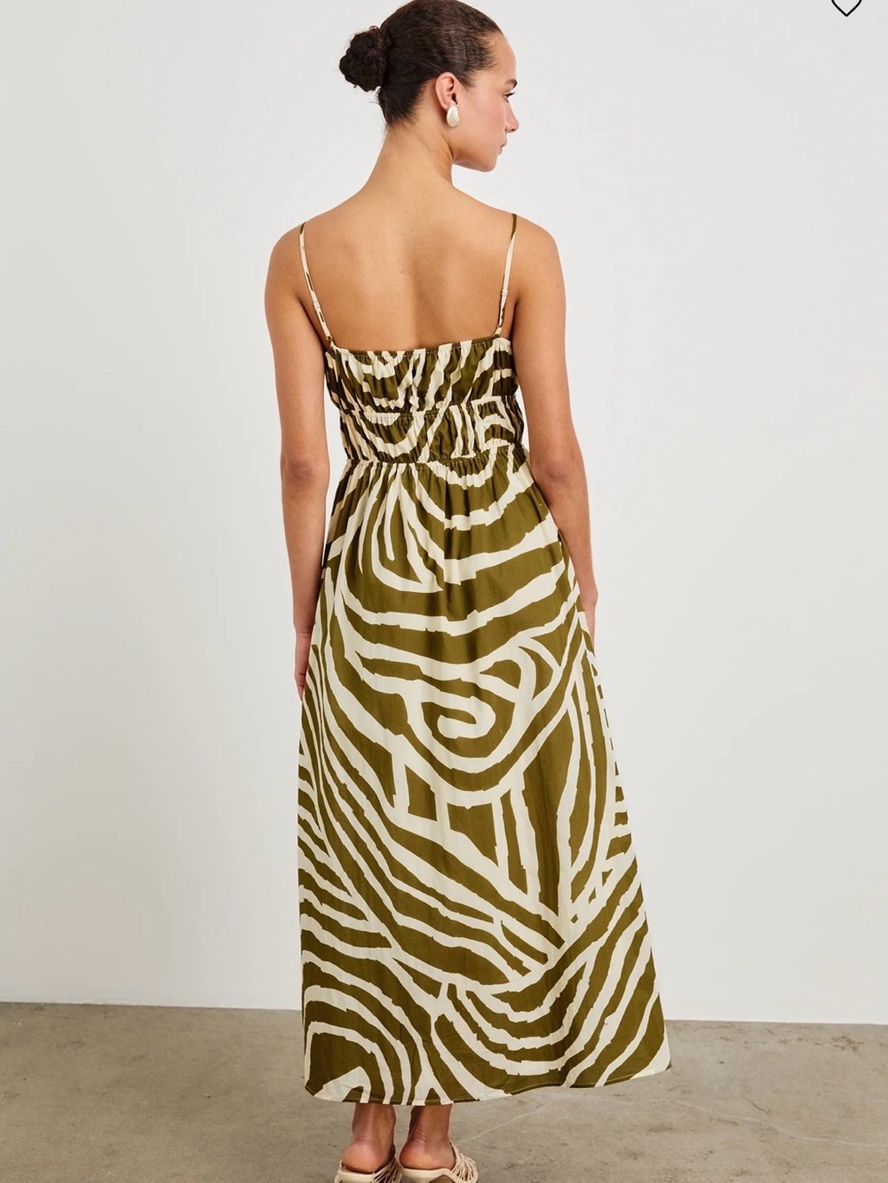 Rails Fatima Olive & Cream Zebra-Print Maxi Dress with Spaghetti Straps - Picture 4 of 14